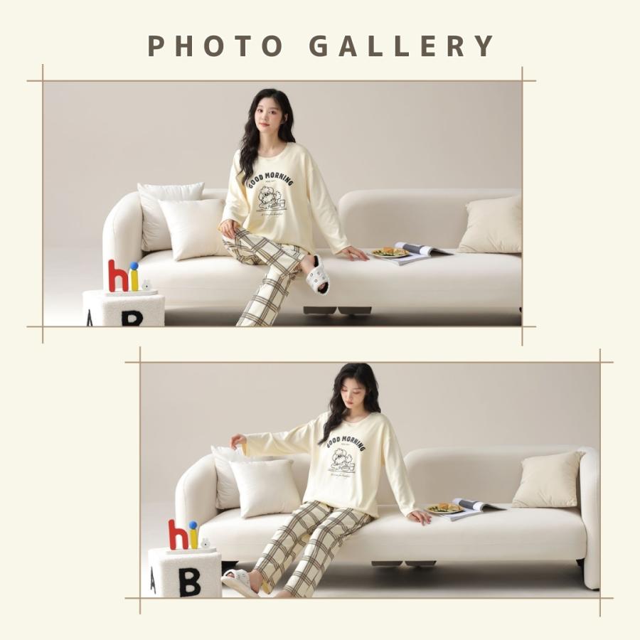 綿100% ルームウェア レディース セットアップ 上下セット 春 夏 秋 冬 春用 夏用 秋用 冬用 春夏 秋冬 長袖 長ズボン ロングTシャツ ロングパンツ 薄手 |  | 07