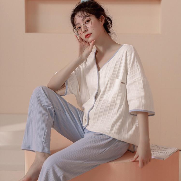 部屋着 寝巻き パジャマ 家着 セットアップ レディース 春 夏 秋 ルームウェア 外出 可愛い 半袖 前開き 上下セット ゆったり おしゃれ 韓国 2点セット Wear 98 H I 通販 Yahoo ショッピング