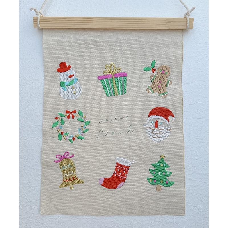 刺繍タペストリー クリスマス飾り Sサイズ NO.CM1599−S スノーマン