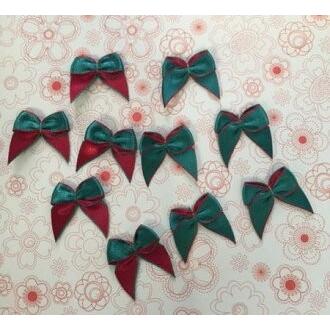 ワンポイントリボン No.R908 みどり×赤 バイカラー2種類×各5個