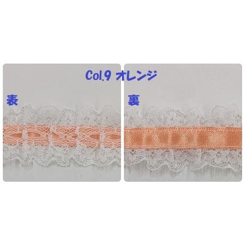 レースリボン ラッセルレース リボン通し風 両サイドフリル 日本製 約28mm巾 8