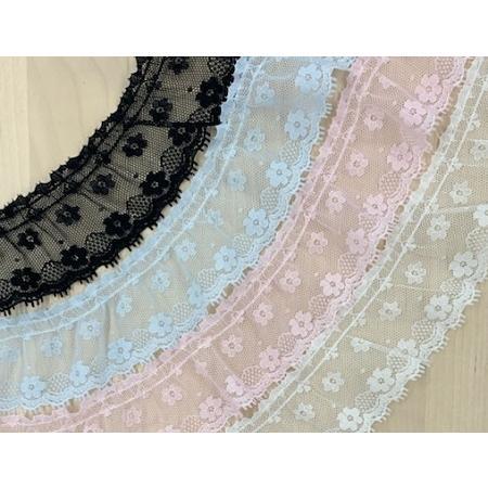 ラッセルフリルレース 小花 約41mm巾 4色 No.YMD-17882 : はんどくら