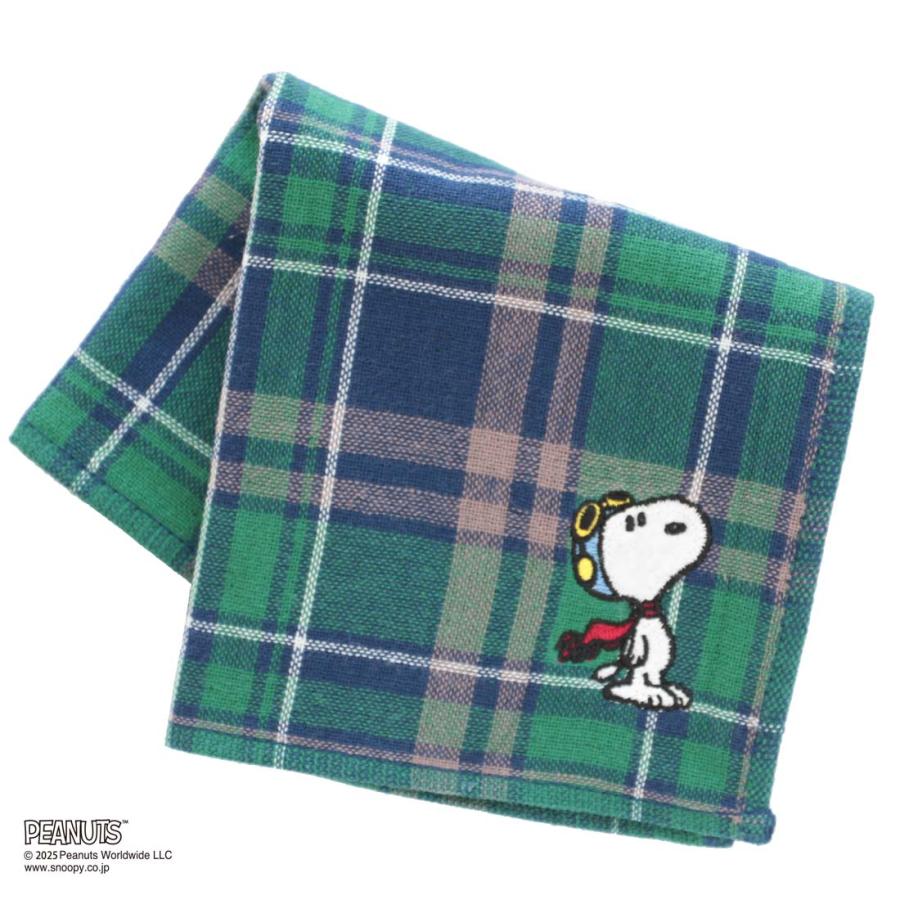 PEANUTS スヌーピー メンズ 表ガーゼ・裏タオルハンカチ チェック