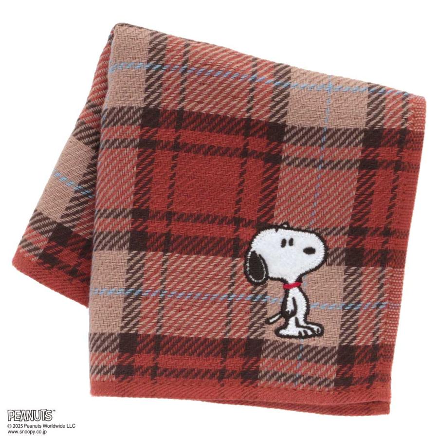 PEANUTS スヌーピー メンズ 表ガーゼ地・裏タオルハンカチ チェック