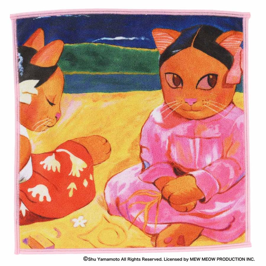 キャットアート スマホ・メガネ拭き ハンカチ 「タヒチのメス猫