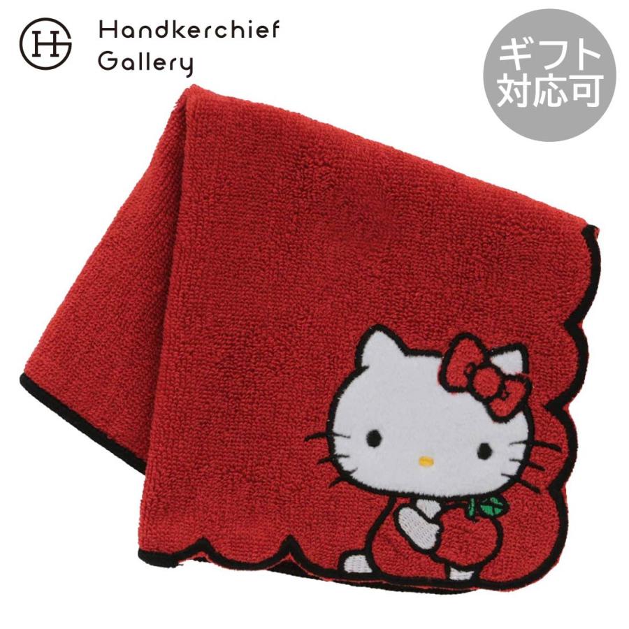 キティ タオルハンカチ アップル キティ レッド : ハンカチーフ