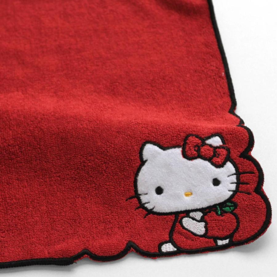 キティ タオルハンカチ アップル キティ レッド : ハンカチーフ