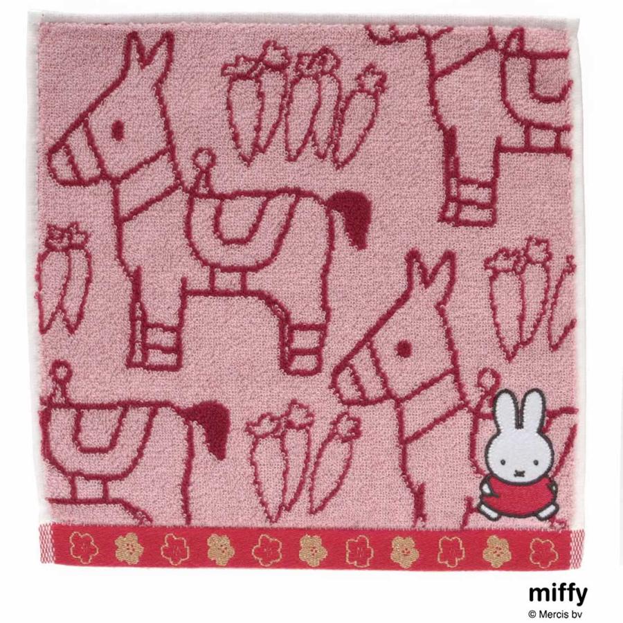 Miffy（ミッフィー） タオルハンカチ 干支 馬 ピンク : ハンカチーフ