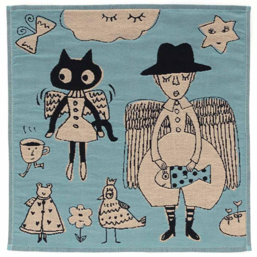 Atsuko Matano（アツコマタノ） ガーゼハンカチ 羽根のあるもの ブルー