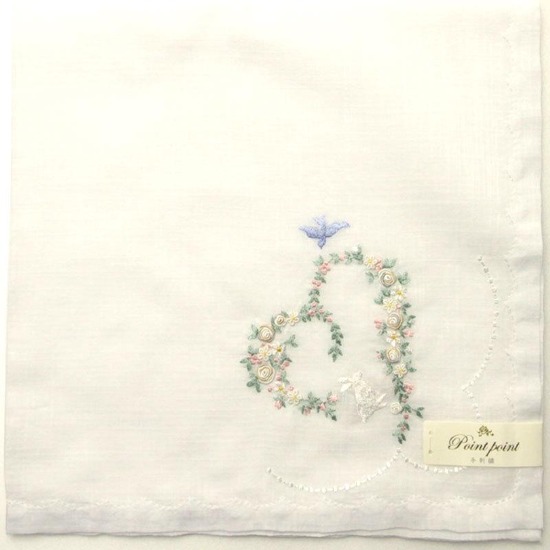ポワンポワン ベトナム手刺繍ハンカチ 6223-10 ホワイト ポワンポワン ベトナム手刺繍ハンカチ 6223-10 ホワイト