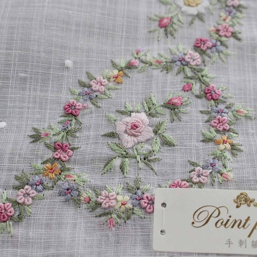 ポワンポワン ベトナム手刺繍 ハンカチ 花かざり 4203 楽天市場