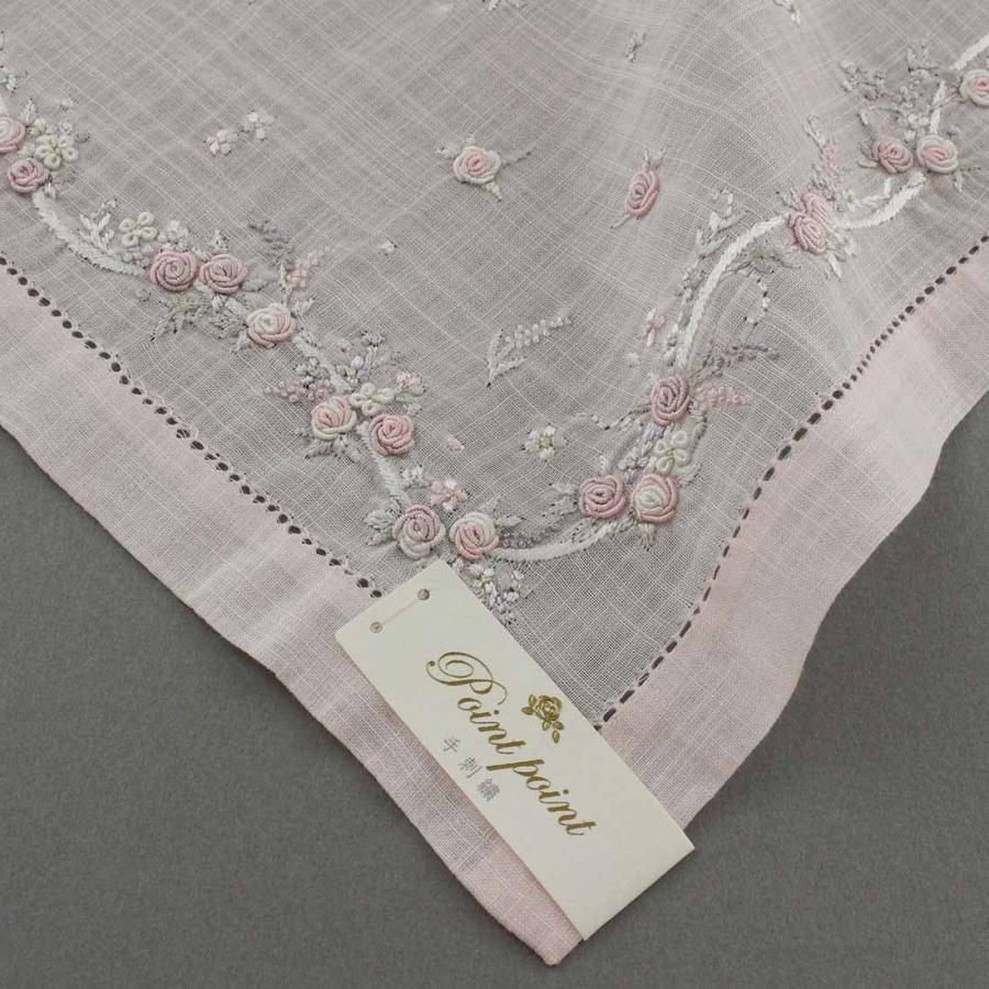 ベトナム手刺繍ハンカチ 花 6508 ピンク : ハンカチーフギャラリー