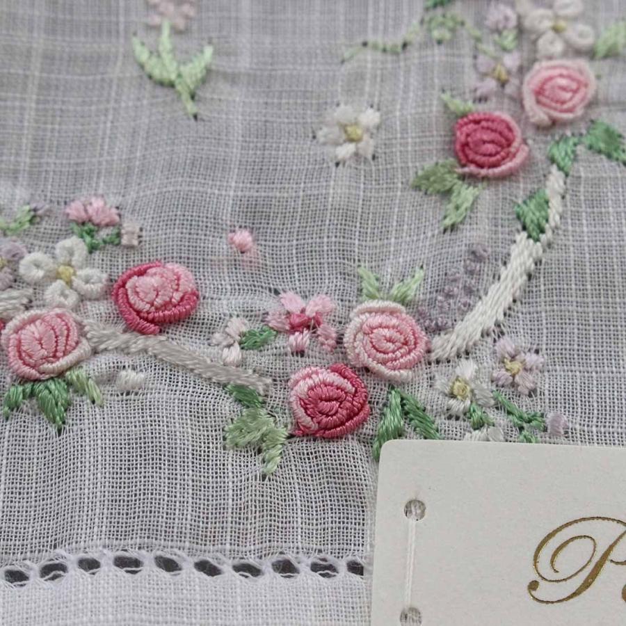 ベトナム手刺繍ハンカチ 花 6508 ホワイト : ハンカチーフギャラリー