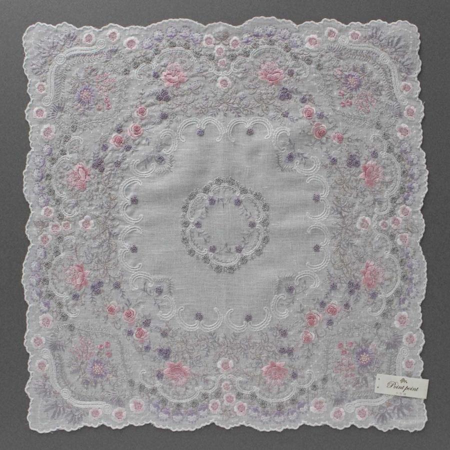 【送料無料】ベトナム手刺繍ハンカチ　フラワーデザイン　6212 ピンク ベトナム手刺繍ハンカチ フラワーデザイン 6212 ピンク : ハンカチーフ