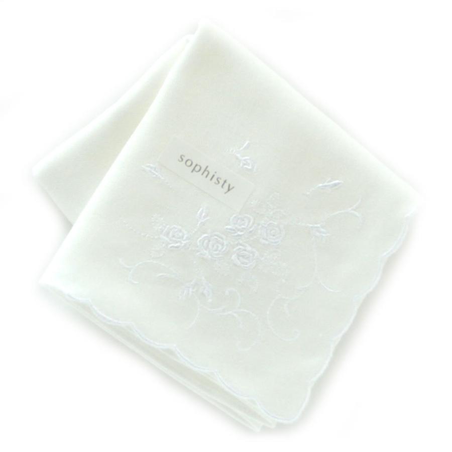 ソフィスティ ガーゼハンカチ 0203 ホワイト : ハンカチーフギャラリー
