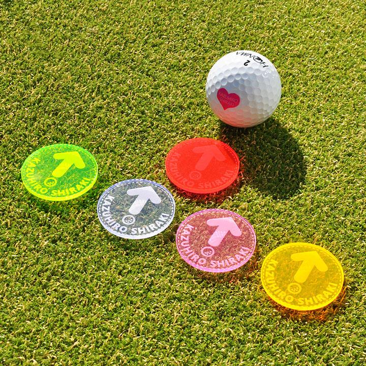 遠くても見える 蛍光 ゴルフマーカー お洒落 ステッチ風 矢印 デザイン