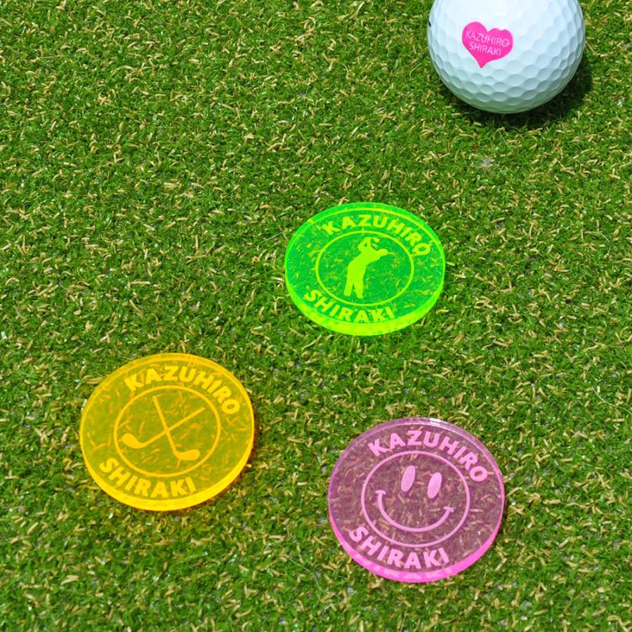 遠くても見える 蛍光 ゴルフマーカー 40mm 大きいサイズ 厚み5mm 名