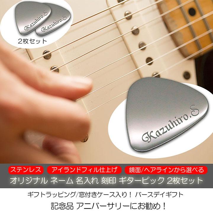 オリジナル ネーム 名入れ 刻印 ギター ピック 2枚セット ギフトにお