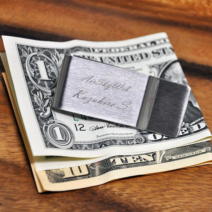 マネークリップ 数量限定 鏡面タイプ ステンレス 名入れ 刻印 トラベルグッズ 出張 ギフトにお勧め 旅行