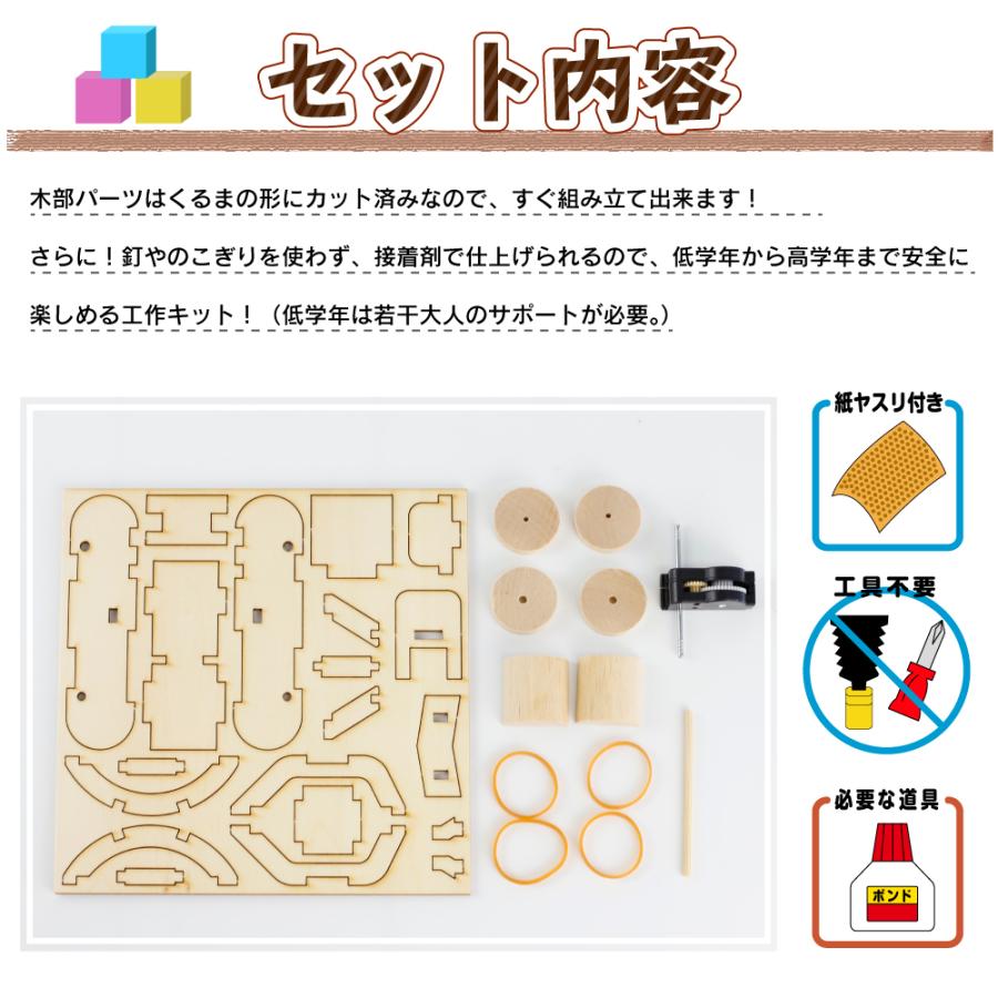 木製工作キット 【すすめ！ゼンマイカー】 プルバックカー 走る 動く