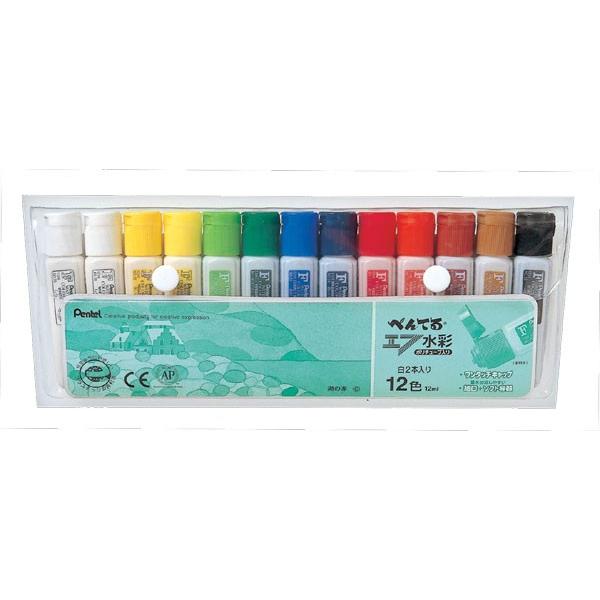 ぺんてる 水彩絵具12色13本 白2本 絵の具 小学校 中学校 画材 55 367 夏休み冬休み手作り工作宅配便 通販 Yahoo ショッピング