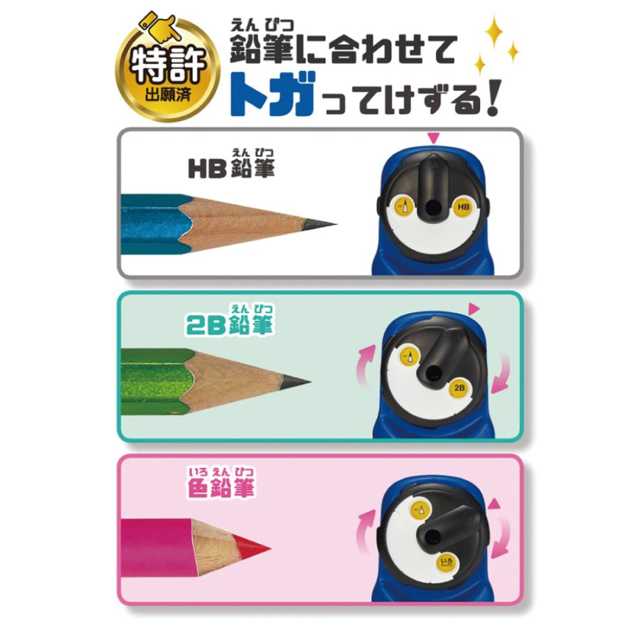 クツワ 鉛筆削りトガロ(各色) 手動 キッズ 子供 園児 小学生 男子 女子