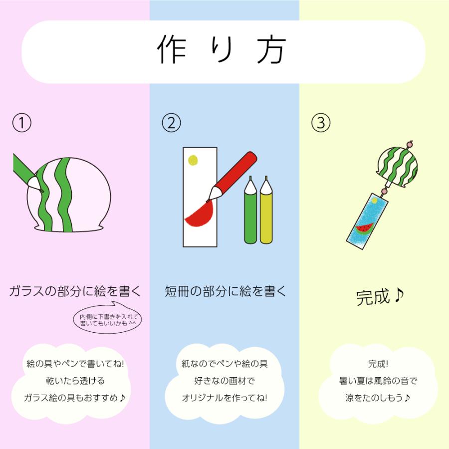 工作キット ガラスのふうりん3個セット 手作り 小学生 幼稚園 低学年 高学年 幼児 デイサービス 子供会 ふうりん 風鈴 母の日 父の日 5 好評 夏休み イベント