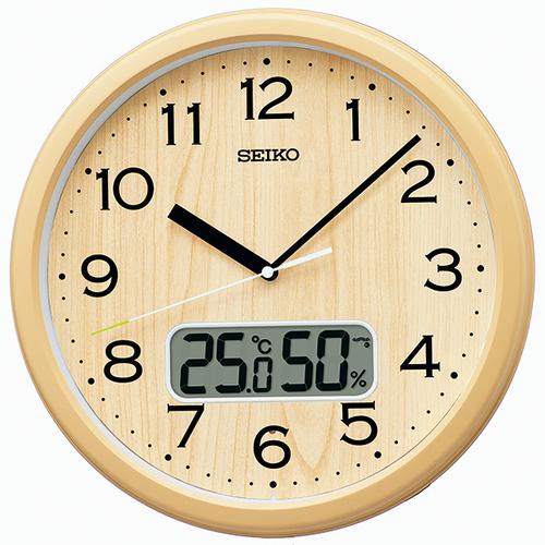新品　セイコー電波時計 温湿度計日付 KX383B セイコー（SEIKO） 温度・湿度表示電波掛時計 KX273B ベージュ ハンズ