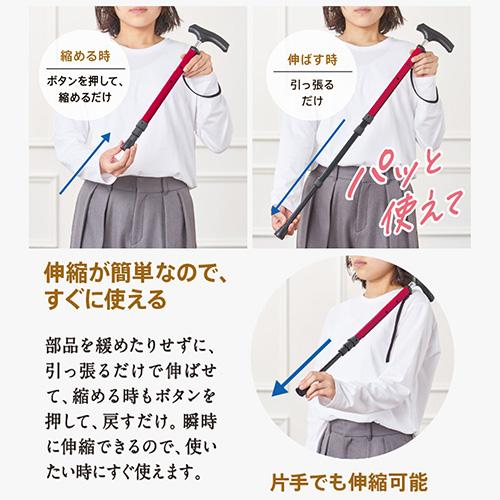 ケイ・ホスピア 愛杖 ポケットステッキ PS-1 ブラック ハンズの画像