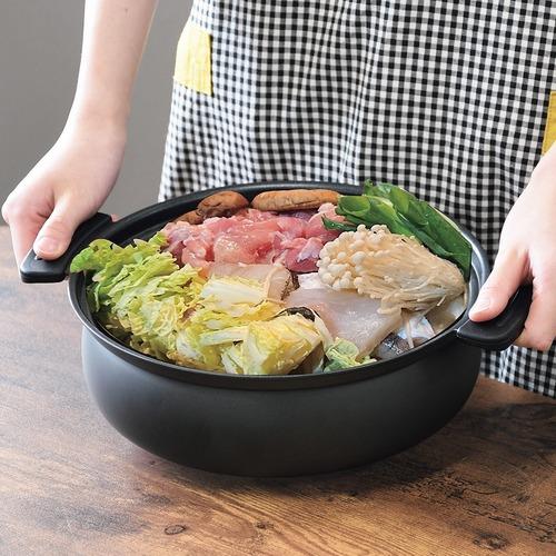 パール金属　軽量ふっ素加工IH対応　土鍋風卓上鍋　24cm　HC−465　ブラック ハンズ |  | 01
