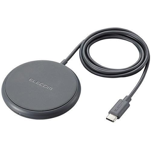 エレコム（ELECOM）　ケーブル一体型　Qi規格対応ワイヤレス充電器　W-QA25DGY　ダークグレー ハンズ | 