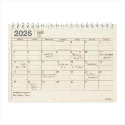 【2026年1月始まり】　マークス（MARK'S）　ノートブックカレンダー　M　マンスリーブロック　26WDR-NB1-IV　アイボリー　月曜始まり | 