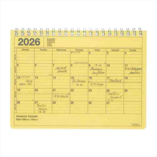 【2026年1月始まり】　マークス（MARK'S）　ノートブックカレンダー　S　マンスリーブロック　26WDR-NB2-YE　イエロー　月曜始まり ハ | 