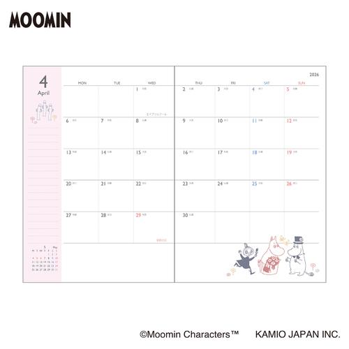 わんちゃんページ 2025年10月始まり】 カミオジャパン ムーミン B6 マンスリーブロック