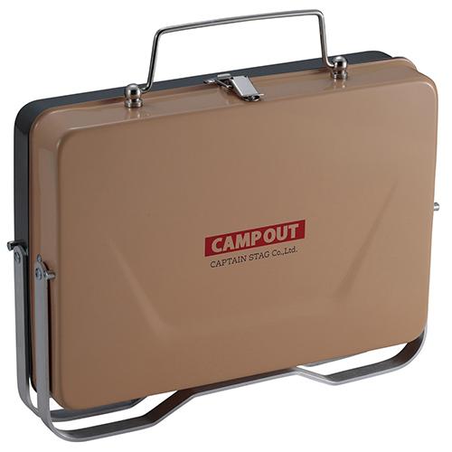 キャプテンスタッグ（CAPTAIN　STAG）　キャンプアウト　V型卓上グリル　UG−96　エイジンググレー×タン ハンズ |  | 02