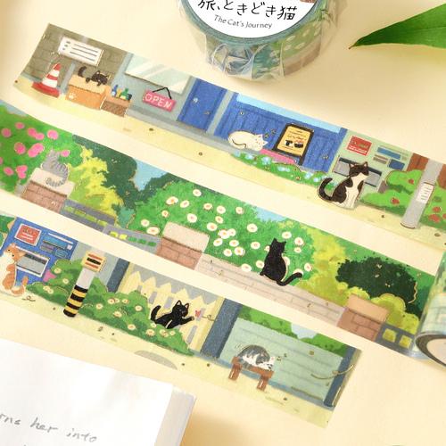 ビージーエム（BGM） マスキングテープ 箔押し「旅、ときどき猫」 BM