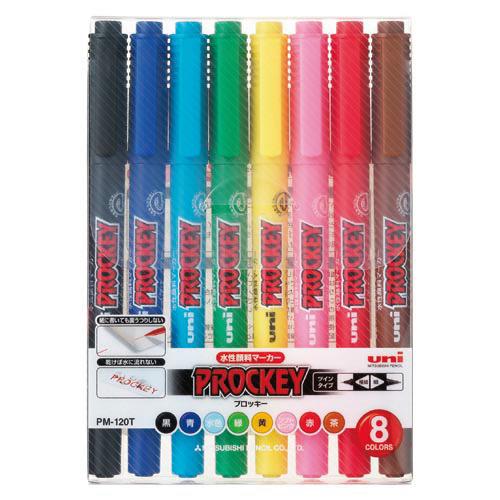 三菱鉛筆 プロッキー 細字丸芯／極細 PM120TR8CN 8色セット