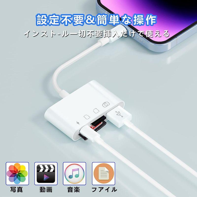 公式ショップ2023 MFi認証製品iPhone SD カードリーダー 4in1 SD TF USB 高速デー SDカードカメラリーダー カメラアダプタ メモリーカード iPhone用SDカードリーダー microSDカード データ転送 f1d