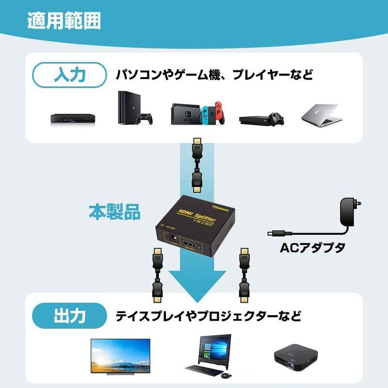 Midowin HDMI 分配器 1入力2出力 同時出力 HDMI セレクター 4K 3D HDCP Ver 1.4 Nintendo Sw｜hands-new-shop｜06