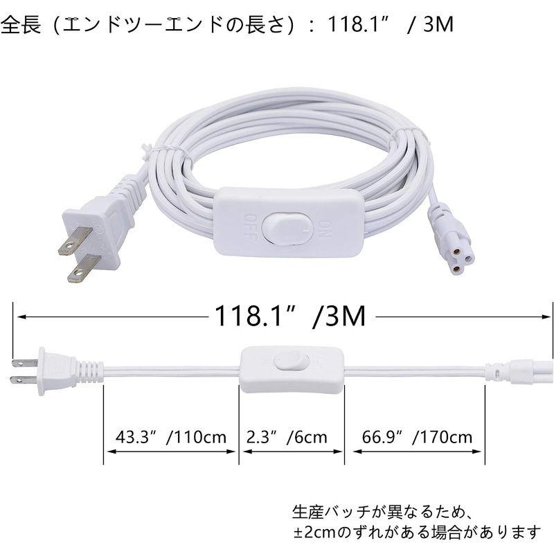 SinLoon T5 T8 LED ワイヤ コネクタ 電源 コード LED チューブ 電源 延長 コード オン/オフ スイッチ付き US L｜hands-new-shop｜05