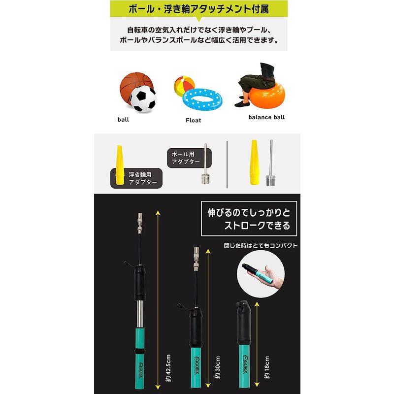 GORIX(ゴリックス) 自転車用 携帯ポンプ (GX-74) 超軽量 仏式バルブ 米式・英式対応 ボール・浮き輪 空気入れ マットブラック｜hands-new-shop｜03