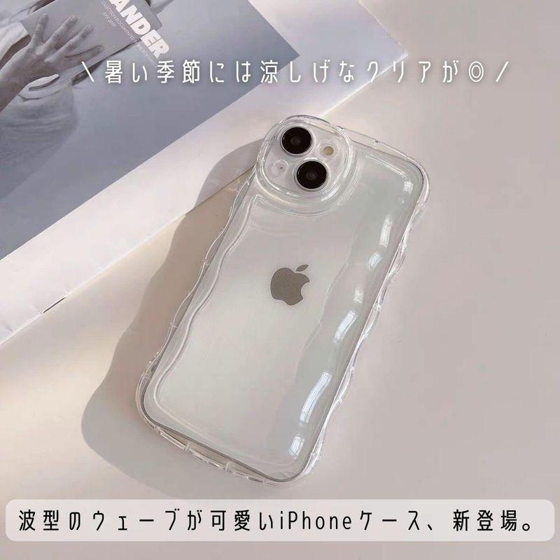 saymi's iPhoneケース クリア 透明 おしゃれ 韓国 ウェーブ デザイン 可愛い シンプル スマホケース iphoneカバー 携｜hands-new-shop｜02