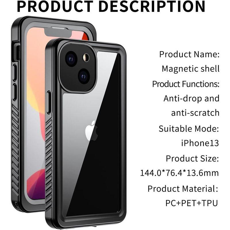 iPhone 13 mini 防水ケース DINGXIN耐衝撃ケース 米軍MIL規格取得 アイフォン 13 ミニ Qi充電対応 ブラック｜hands-new-shop｜02