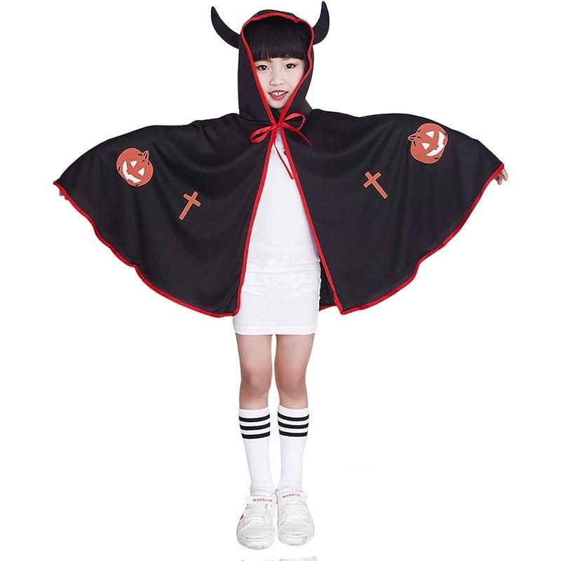 FakeFace 子供 コスプレマント 角付き キッズ 悪魔 コスチューム フード付き ハロウィン コスプレ衣装 仮装マント 男の子 女の子｜hands-new-shop｜07