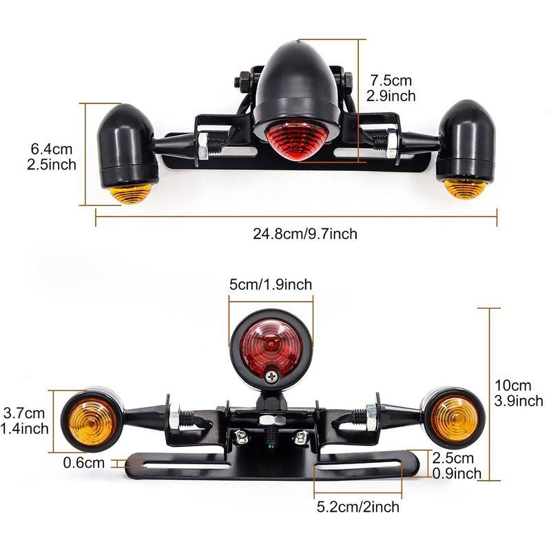 X-STYLE バイク テールランプ 丸型 ナンバー灯 ナンバーステー付き ブレーキランプ ナンバープレートステー 一体型 補助灯 12V｜hands-new-shop｜09