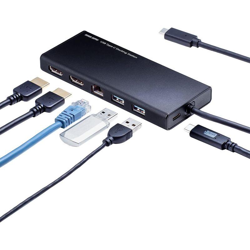 激安特価 サンワダイレクト USB-C ハブ HDMI 2つ トリプルモニター 4K PD60W LAN ケーブル長30cm ドッキングステーション