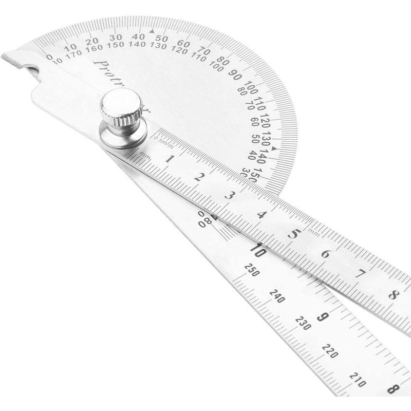 角度計 ゴニオメーター 分度器 ゲージアーム測定 180度回転 定規ツール ステンレス鋼 シルバー｜hands-new-shop｜07