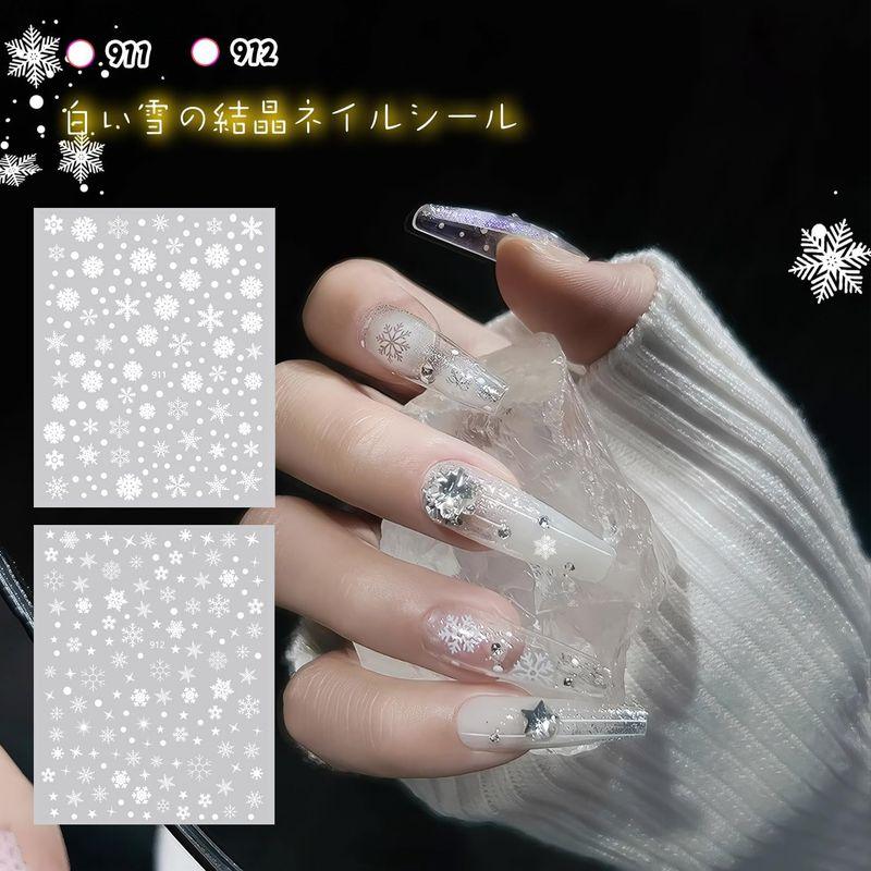 Chisafly ネイルシール 雪の結晶 シルバー ネイルシール 冬 雪 雪の結晶 白 ゴールド 8枚セット｜hands-new-shop｜04