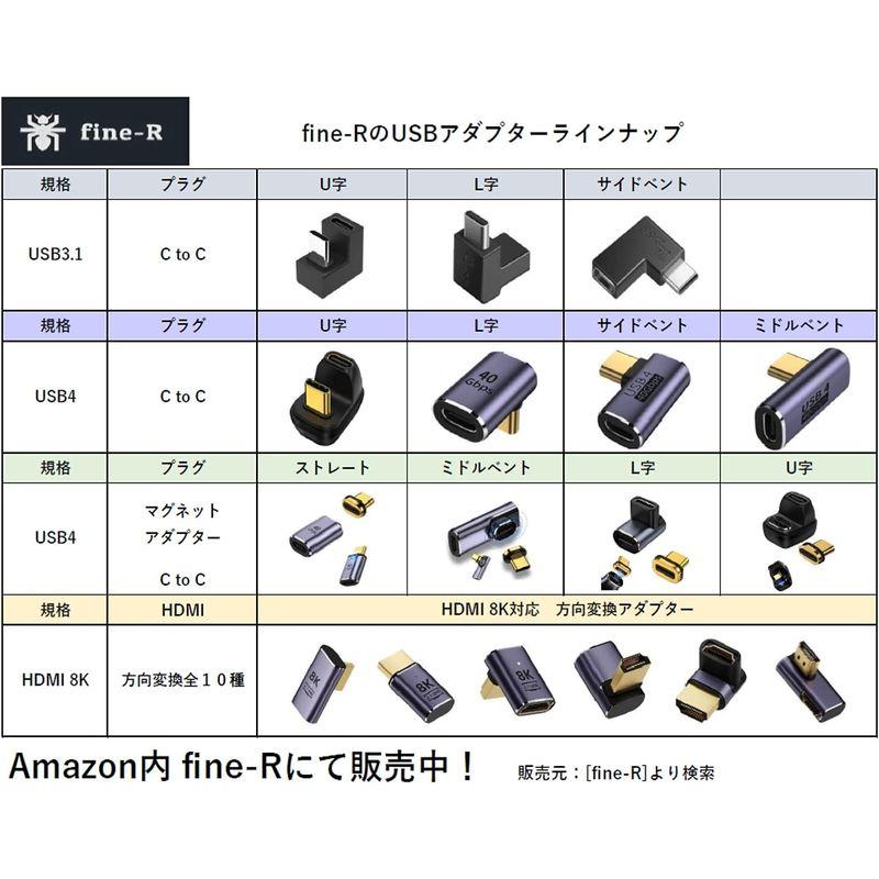 fine-R USB4 Type C 方向 変換 アダプター U字 U型 180° 1個 セット (2個セットあります) USB4.0 高速｜hands-select-market｜02