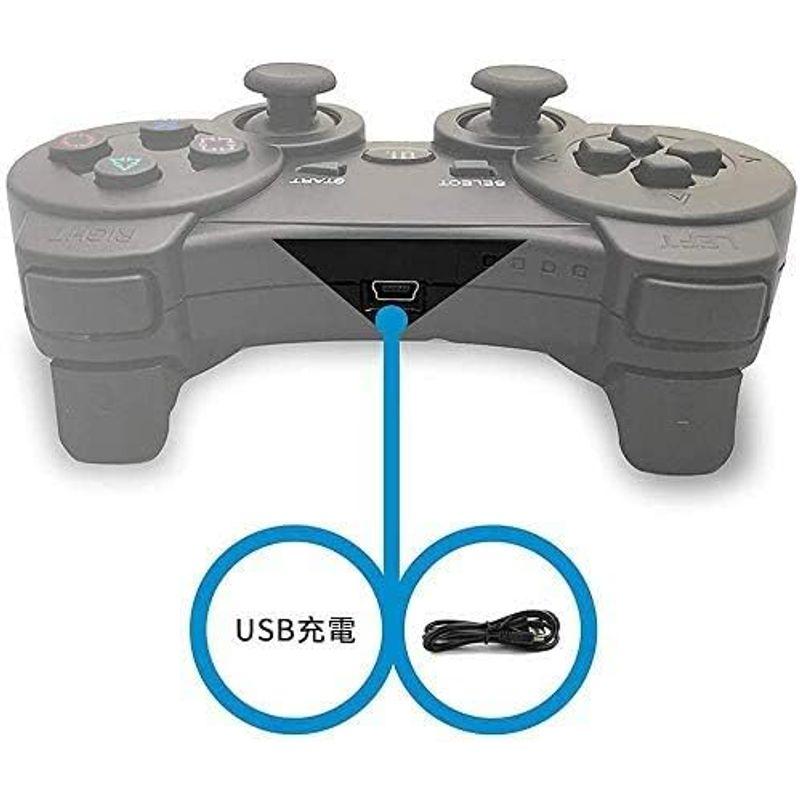 PS3 コントローラー PS3 ワイヤレスコントローラー Bluetooth ワイヤレス ゲームパッド USB ケーブル 振動機能 充電式｜hands-select-market｜07